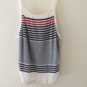 Brandy Melville tank stripped tan red blue grey